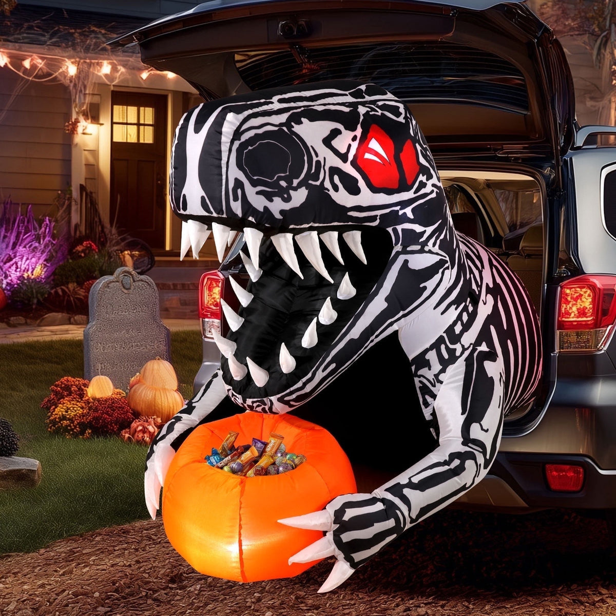 Ayieyill 7FT Halloween Inflatables Decorations Skeleton and Dog, Halloween Blow ups Yard Decorations Outdoor for Garden Lawn