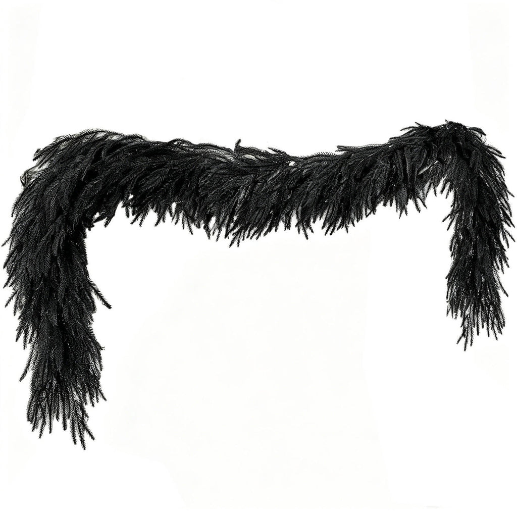 Black Halloween Garland,9 Ft Halloween Garland For Mantle,Black Norfolk And Halloween Decorative Wreath Real Touch Halloween Garlands Faux Garland.(120 Head)