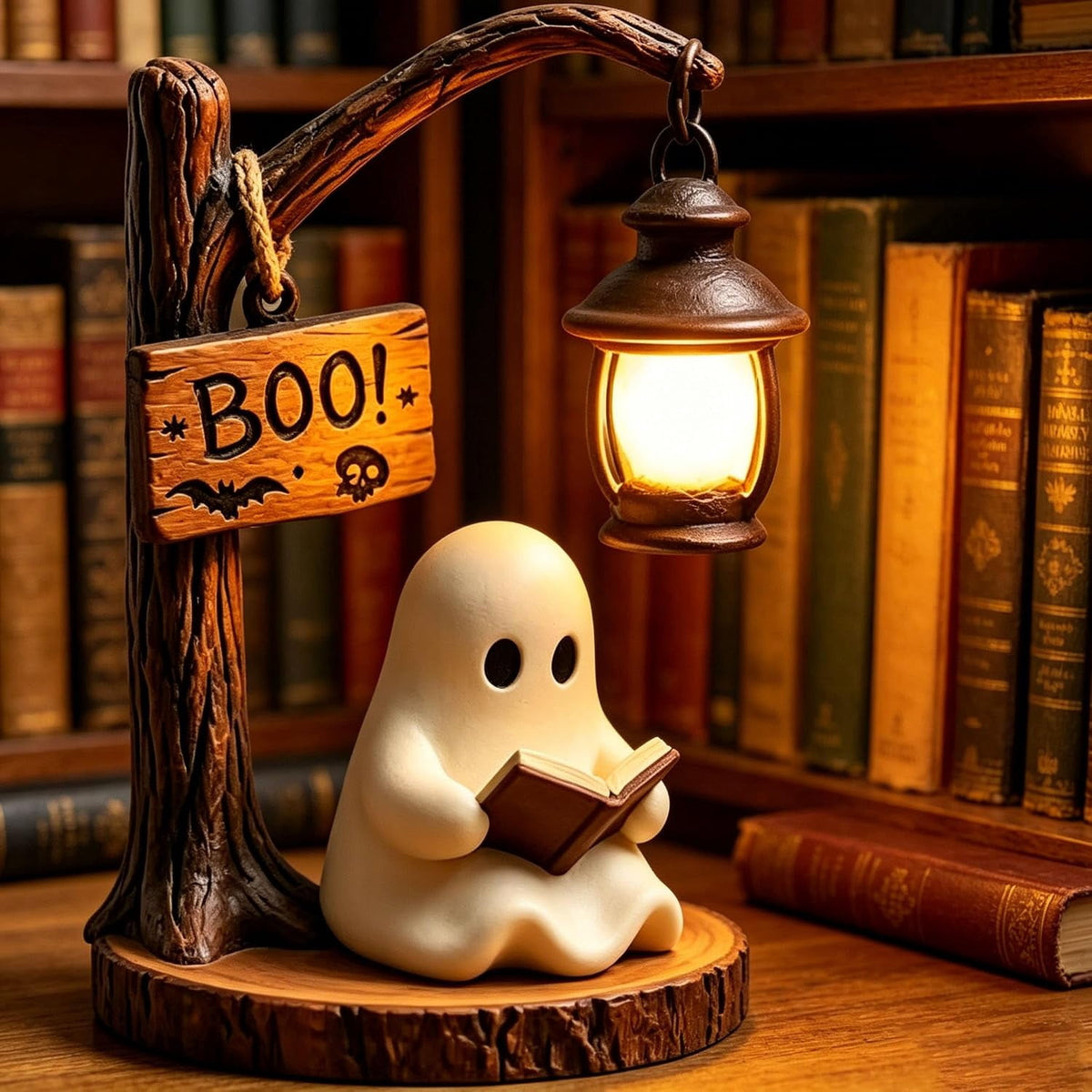 Gifts Under $20 Ghost Campfire Night Light, Flickering Flame Nightlight, Halloween 3D Cute Spooky Marshmallow Ghost Decoration for Bedroom, Spooky Season Home Halloween Decor for Ki*ds Adults