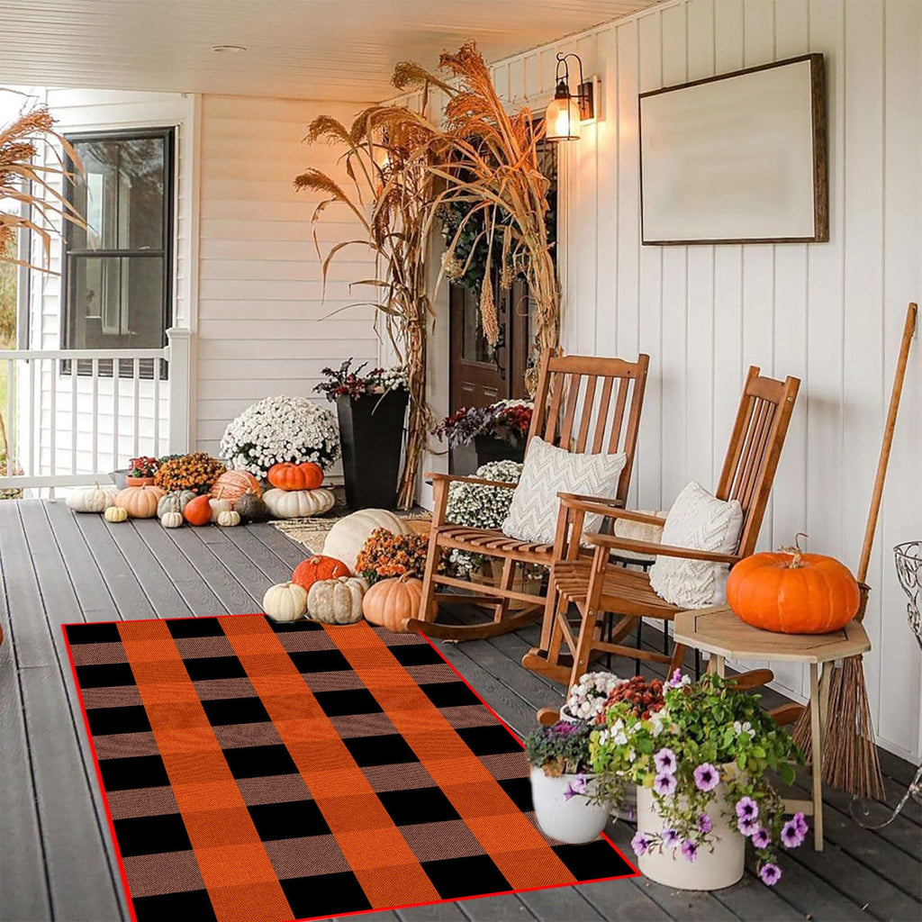 Clearance Hotyverty Halloween Front Door Mat Anti-Slip Super Absorbent Waterproof Stain Resistant Leaf 19x4x4in Indoor Front Entryway Porch Floor Decor, Halloween Gift for Family Holiday Lovers