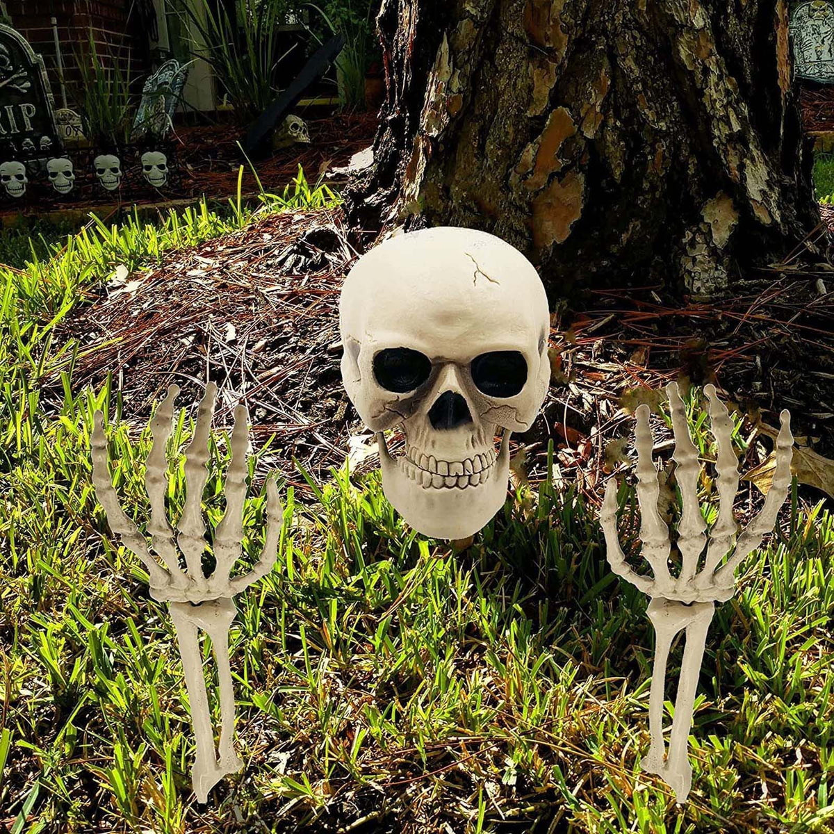 Clearance！ Looking Skeleton Stakes Garden Graveyard Yard Lawn Stakes Halloween Yard Decorations Ground Breaker Skeleton for Outdoor