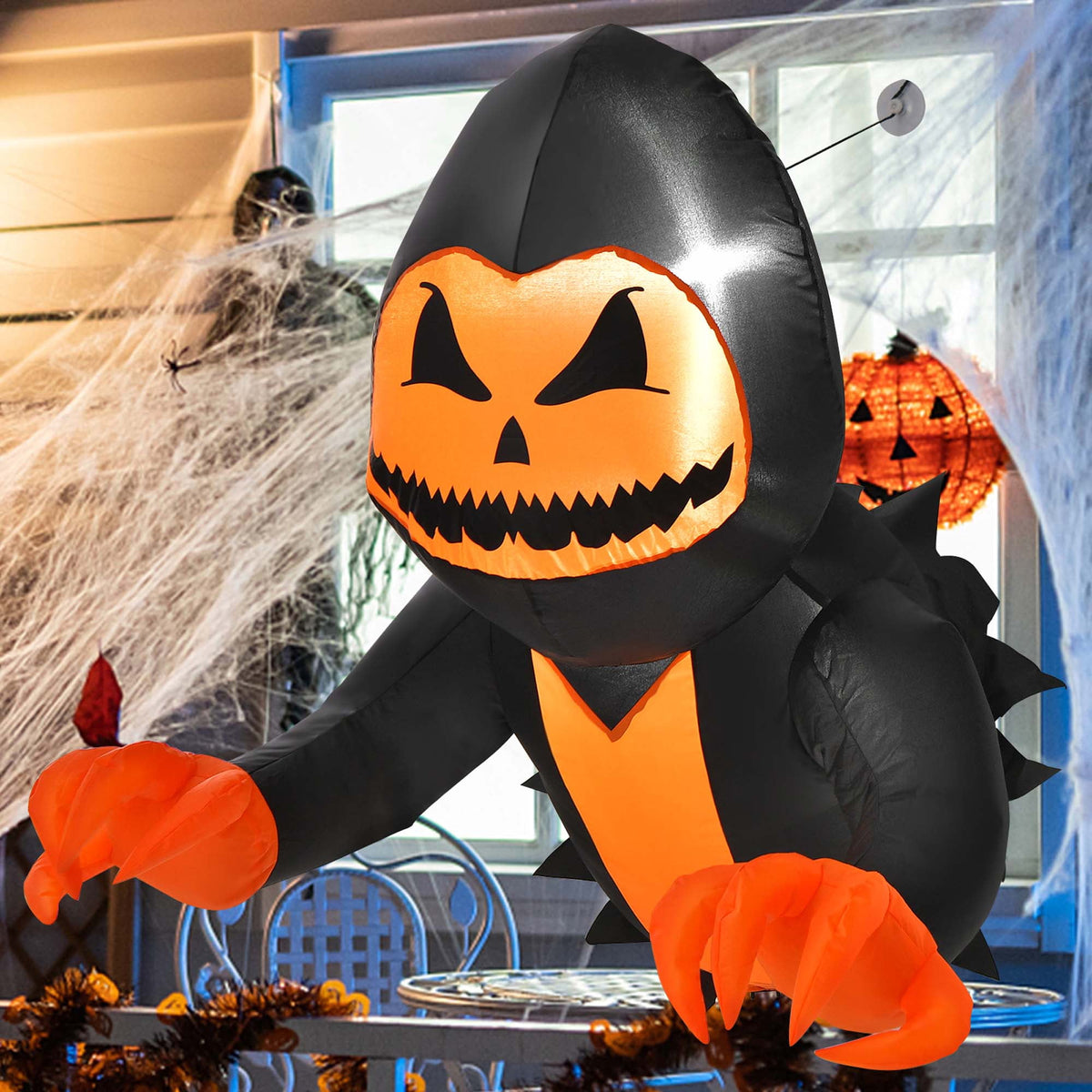Costway 3.3 FT Halloween Inflatable Pumpkin Head Ghost Broke Out from Window