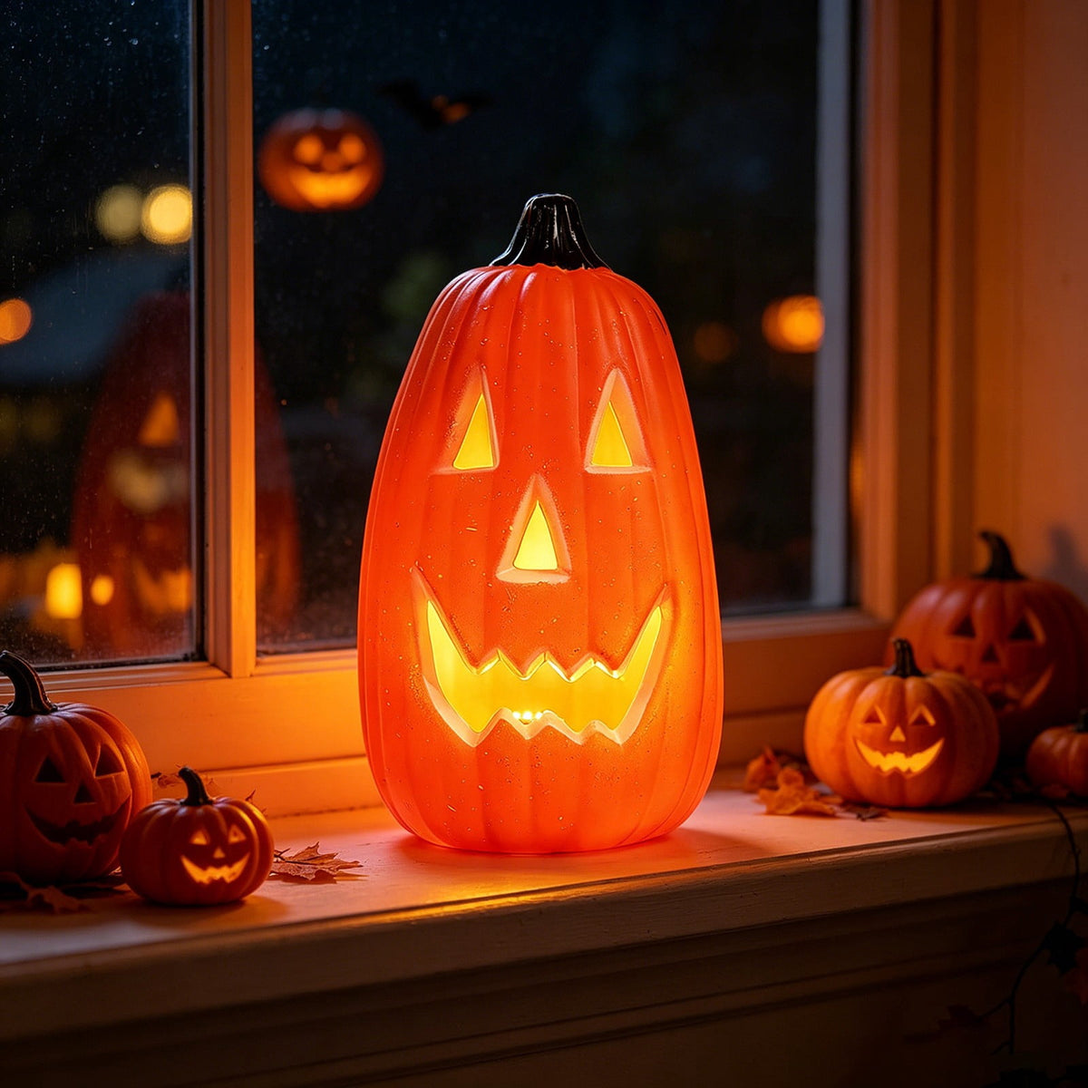Dademeo Halloween Light Up Pumpkin Decor, Unique Tall LED Glowing Jack O Lantern, Waterproof Ornament for Yard Garden Porch Party