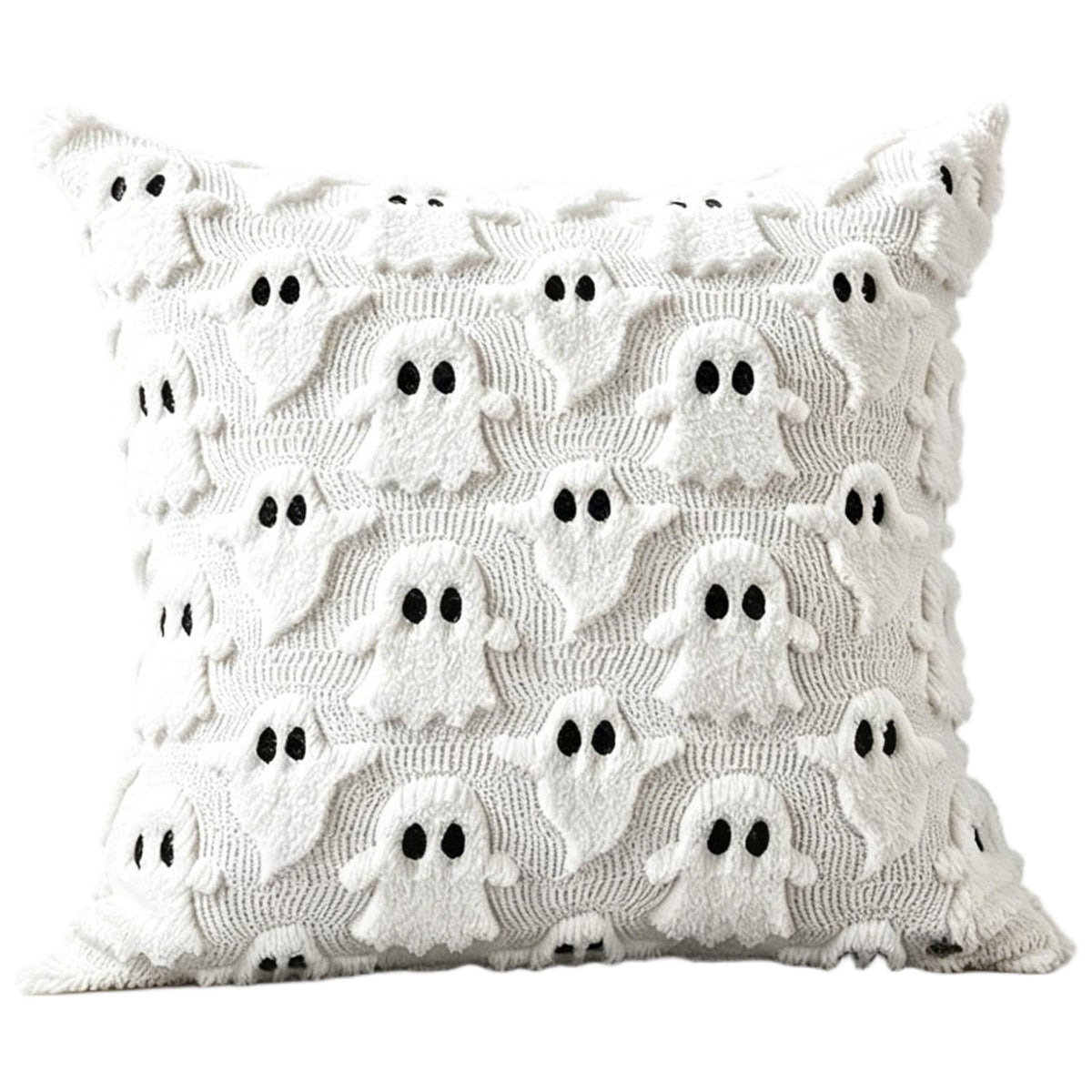 Decorative Pillow Orange Ghost Plush Throw Pillow Cover 18X18 Inch Halloween Home Decor for Couch Bedroom Holiday Decor