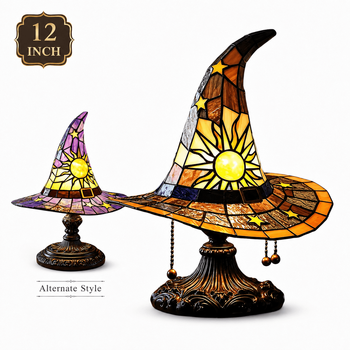 Diceymbol 11.81 Inch Halloween Ghost Night Light, Witch Hat Ghost Lamp with Jack O Lantern, Halloween Decorations Indoor for Table Mantel Party Decor