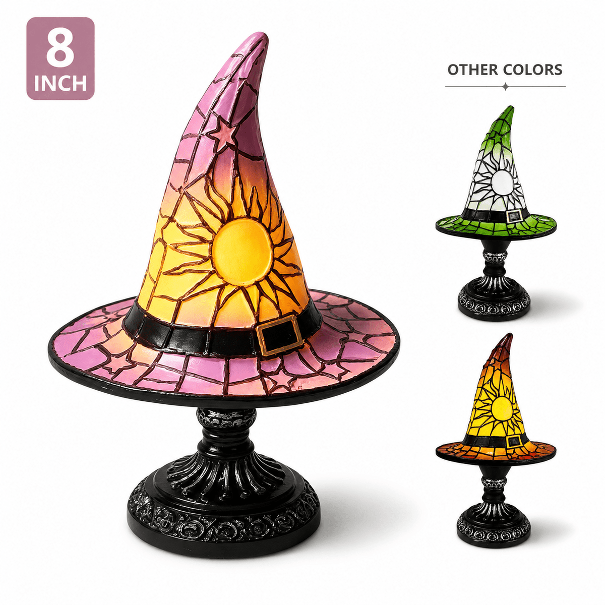Diceymbol 11.81 Inch Halloween Ghost Night Light, Witch Hat Ghost Lamp with Jack O Lantern, Halloween Decorations Indoor for Table Mantel Party Decor