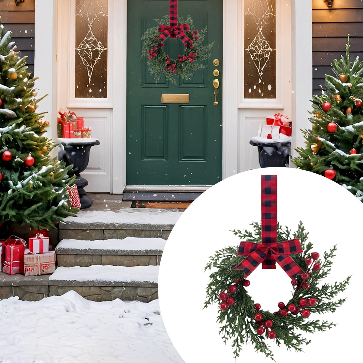 FXMLRLK 1 Pack Halloween Cabinet Wreaths with Ribbon Bows Artificial Flowers Kitchen Wreath for Window Front Door Farmhouse Wall Halloween Decorations, Blue