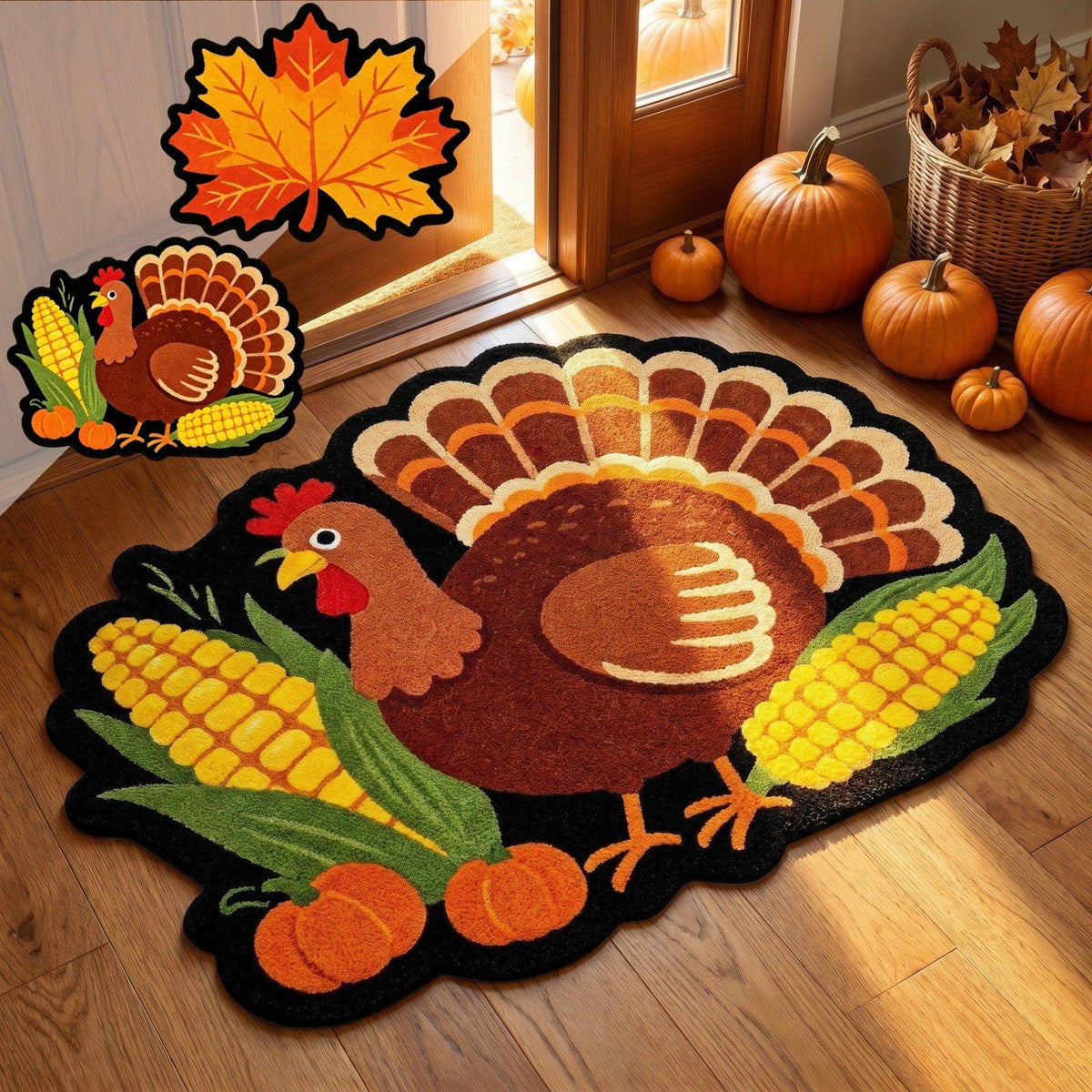 Halloween Door Mat Pumpkin Shaped Non-Absorbent Skidproof Mat 15.75x23.62in Polyester Skidproof & Weather Resistant for Front Door Porch Indoor Outdoor Halloween Door Mat by MPOISVA