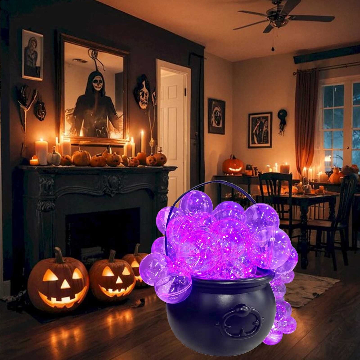 Muecwrye Halloween Decorations Outdoor, Halloween Clearance! Halloween Witches Cauldron on Tripod with Lights, DIY Bubbling Cauldron Set Decor for Home Porch Outside, Halloween Party Supplies