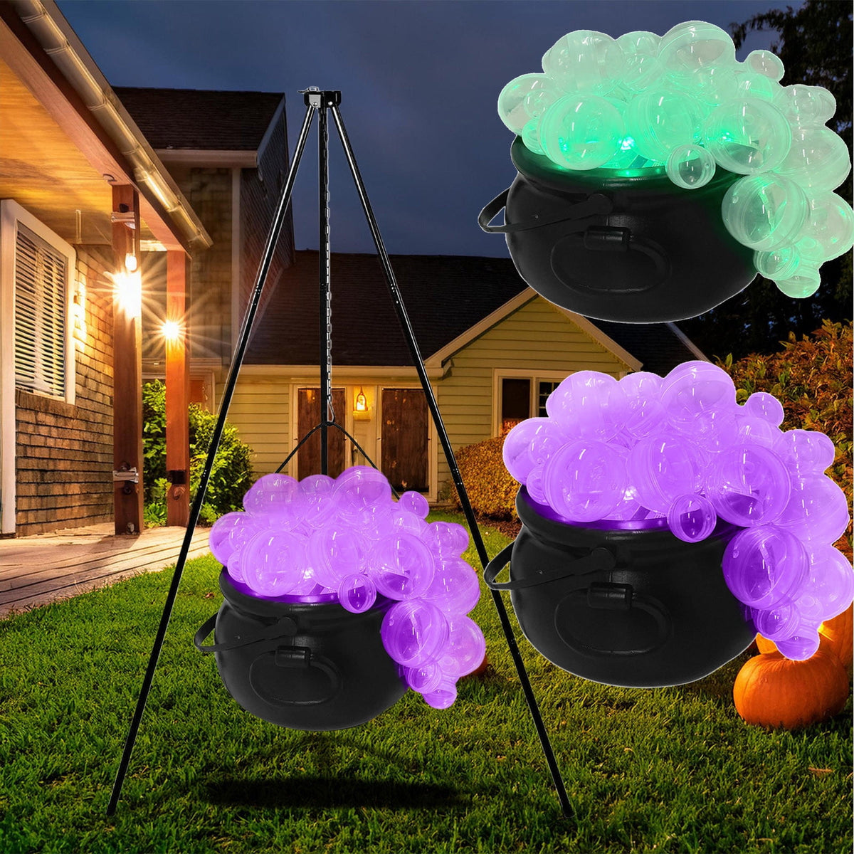 Muecwrye Halloween Decorations Outdoor, Halloween Clearance! Halloween Witches Cauldron on Tripod with Lights, DIY Bubbling Cauldron Set Decor for Home Porch Outside, Halloween Party Supplies