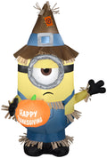 Gemmy Airblown Stuart w/ Thanksgiving Banner/Pumpkin Universal , 3.5 ft Tall, Multicolored