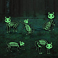 GuassLee 5pcs Glow in the Dark Skeleton Black Cat Silhouette Lawn Signs with Stakes for Halloween Lawn Garden Front Yard Decorations Outside