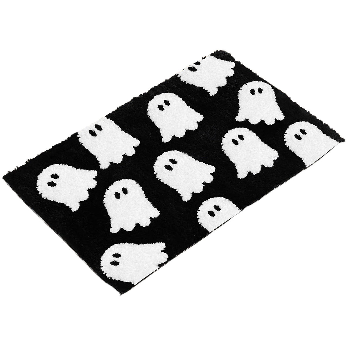 HHBEAUTY Black Ghost Bath Mat Soft Halloween Bathroom Rug Non Slip Cute Spooky Ghost Bathroom Decoration Shaggy Plush Microfiber Rug Halloween Decor for Home Bedroom Shower Floor, 15.75 x 23.62"