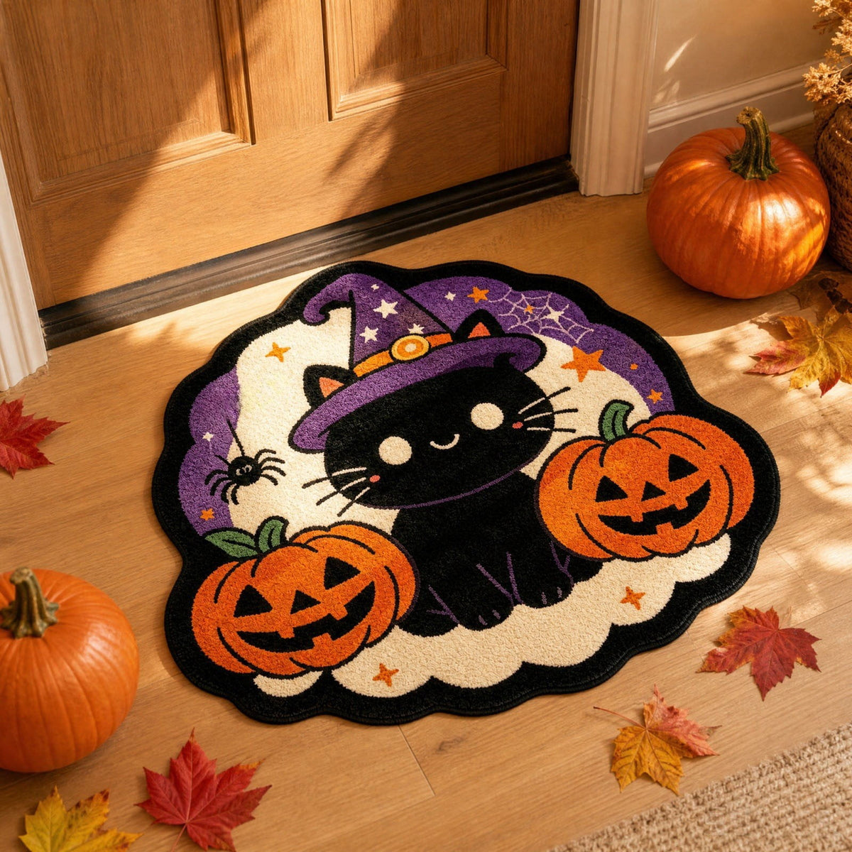 Halloween Door Mat Pumpkin Shaped Non-Absorbent Skidproof Mat 15.75x23.62in Polyester Skidproof & Weather Resistant for Front Door Porch Indoor Outdoor Halloween Door Mat by MPOISVA