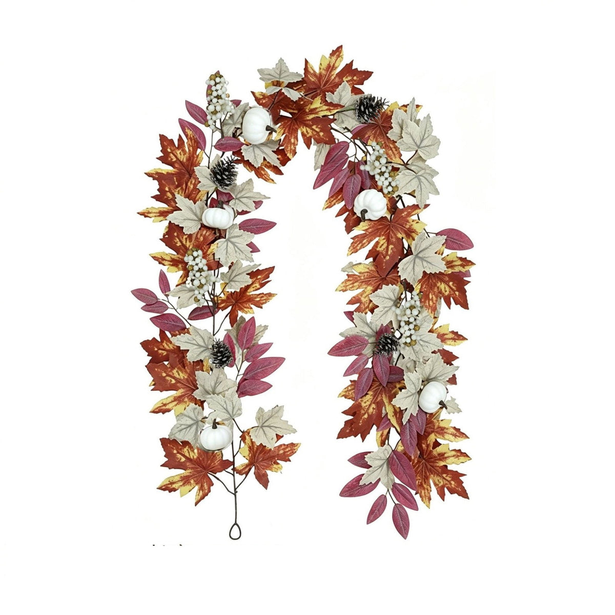 Halloween Artificial Maple Leaf Pumpkin Vine with LED Lights 67-71 Inch Lighted Fall Foliage Garland for Home Halloween Holiday Party Decor