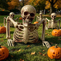 Halloween Ground Breaker Plastic Half Body Skeleton Decor Outdoor Yard Lawn, 8.66 × 9.45 in