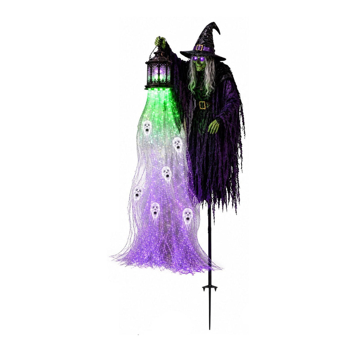 Solar Halloween Metal Moon Black Cat Garden Stake with LED Pumpkin Lantern, Light Up Star Bat Yard Decor Stake, Spooky Outdoor Lawn Pathway Halloween Decoration