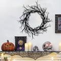 Halloween Wreath, Black Twig Wreath for Front Door, Artificial Spooky Branch Decor for Indoor Outdoor Home Party, Wall Hanging Ornament