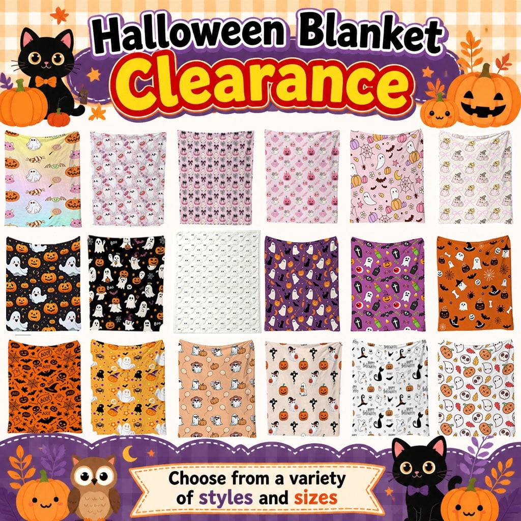 Halloween blanket,Halloween Print Throw Blanket Flannel Soft Cozy Decorative Nap Blanket with Ghost Pumpkin Skull for Office Bedroom Sofa Camping Travel(100x150cm/39x59 Inch),Black