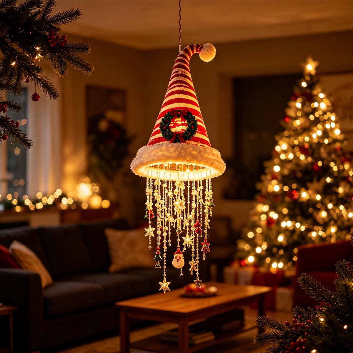 Stijggn Witch Hat Lights Halloween Glowing Lights, Waterproof Hanging Witch Hat Decorations, Warm Light Festival Ornaments for Indoor Outdoor Yard Garden Party Halloween Decor