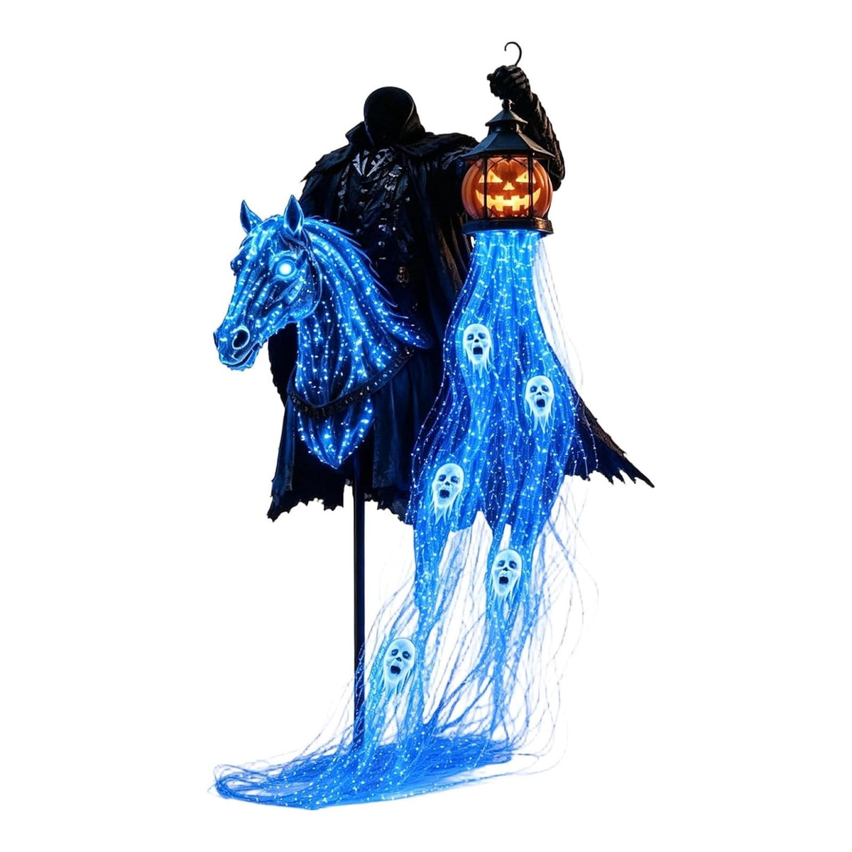 Solar Halloween Metal Moon Black Cat Garden Stake with LED Pumpkin Lantern, Light Up Star Bat Yard Decor Stake, Spooky Outdoor Lawn Pathway Halloween Decoration