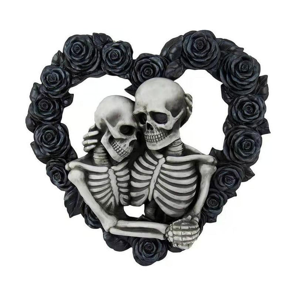 Heart-shaped Skeleton Wreath Thanksgiving Halloween Decoration Craft Door Q6A5