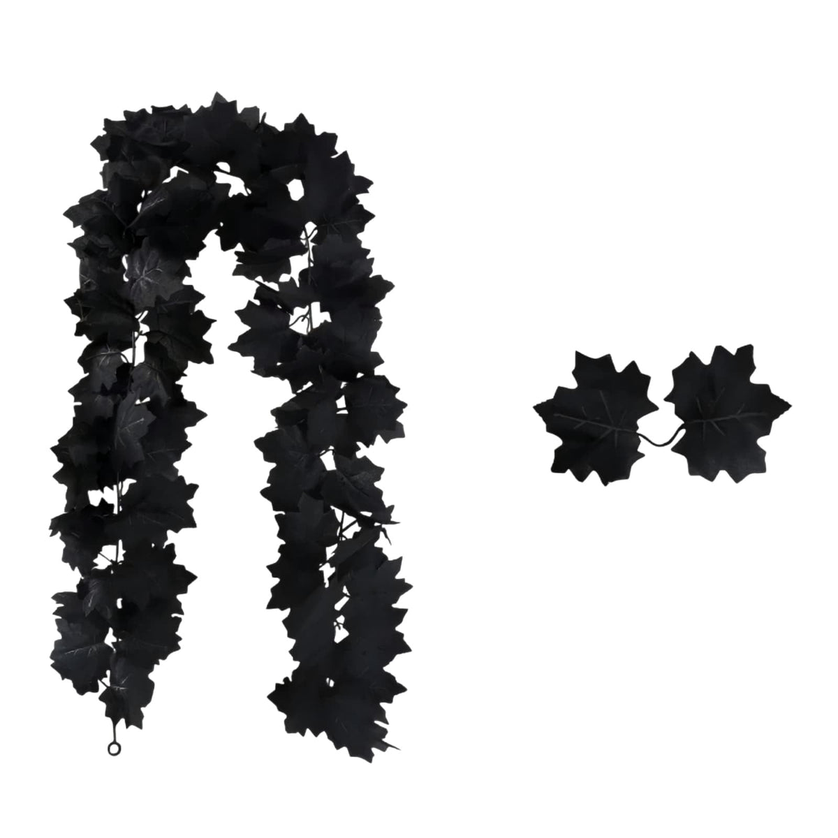 ICQOVD Halloween Black Maple Leaf Wreath Artificial Gothic Leaf Garland Hanging Decoration for Home Party Staircase Wall Door Indoor Outdoor Festival Decor