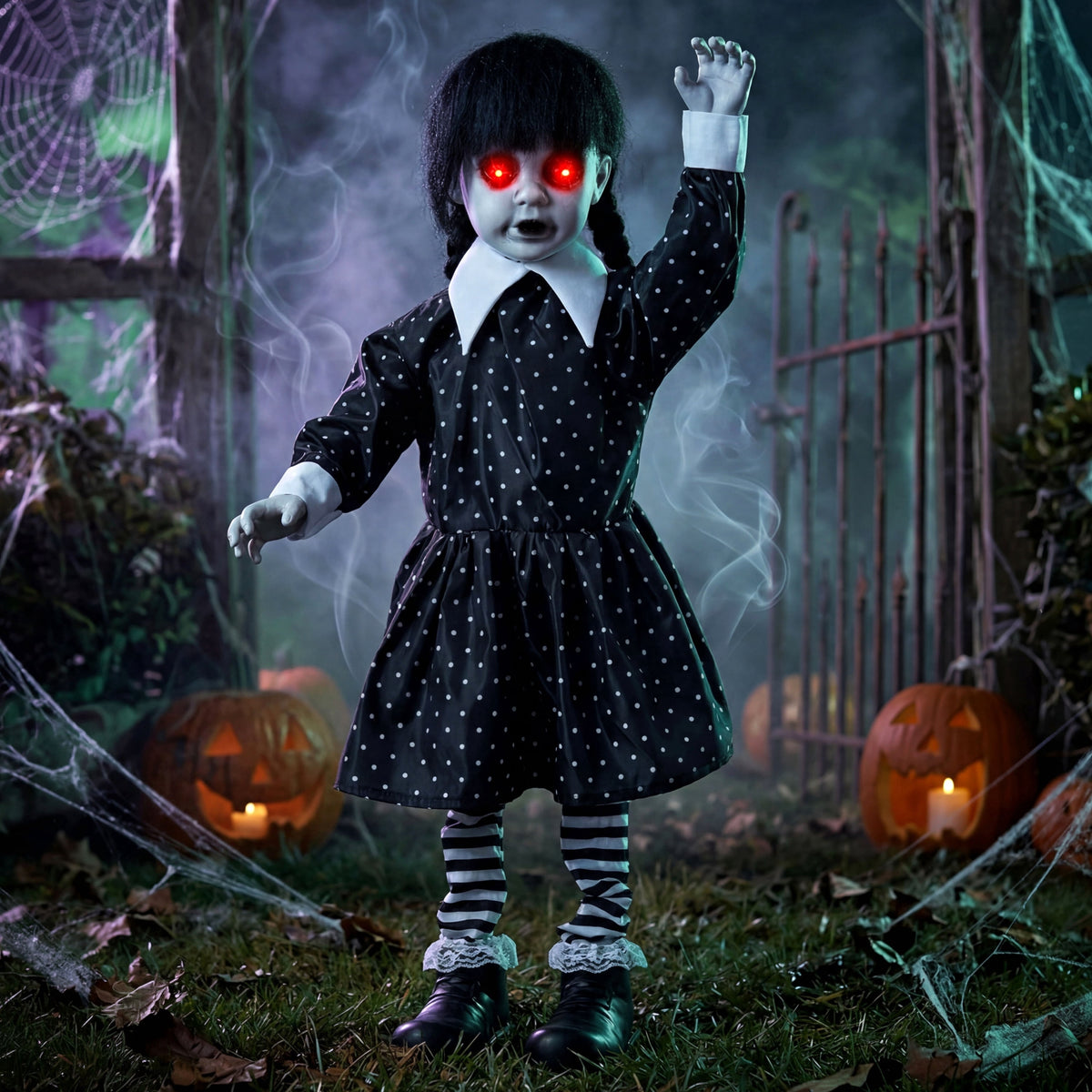 Joyfy Halloween Decorations Outdoor, 72"(6ft) Light Up Animated Scary Decorations Pumpkin Ghost with Sound Activation,Animatronics Pumpkin Decorations for Haunted House Prop Yard Decor