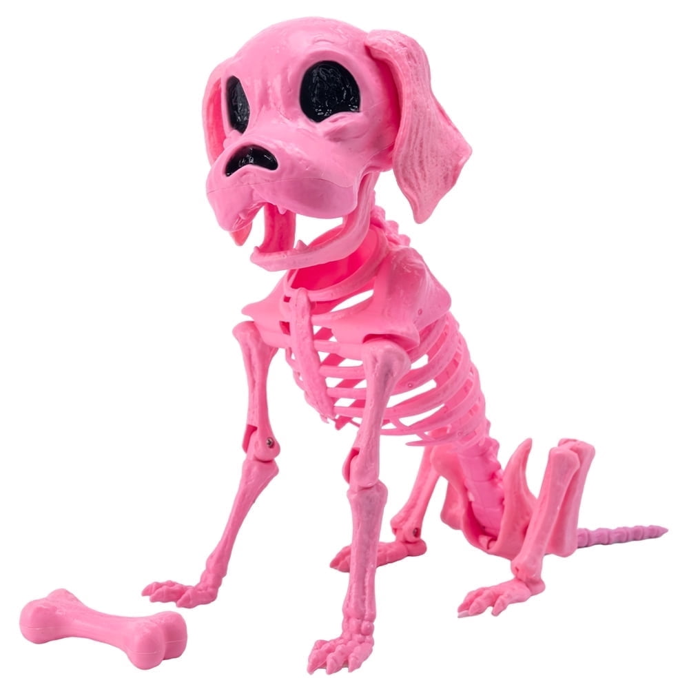Joyfy 9.8 Inch Halloween Skeleton Dog Skeleton Halloween Decor,Pose-N-Stay Plastic Skeleton Bones with Posable Joints for Hallowmas Decoration Outdoor Haunted House Party
