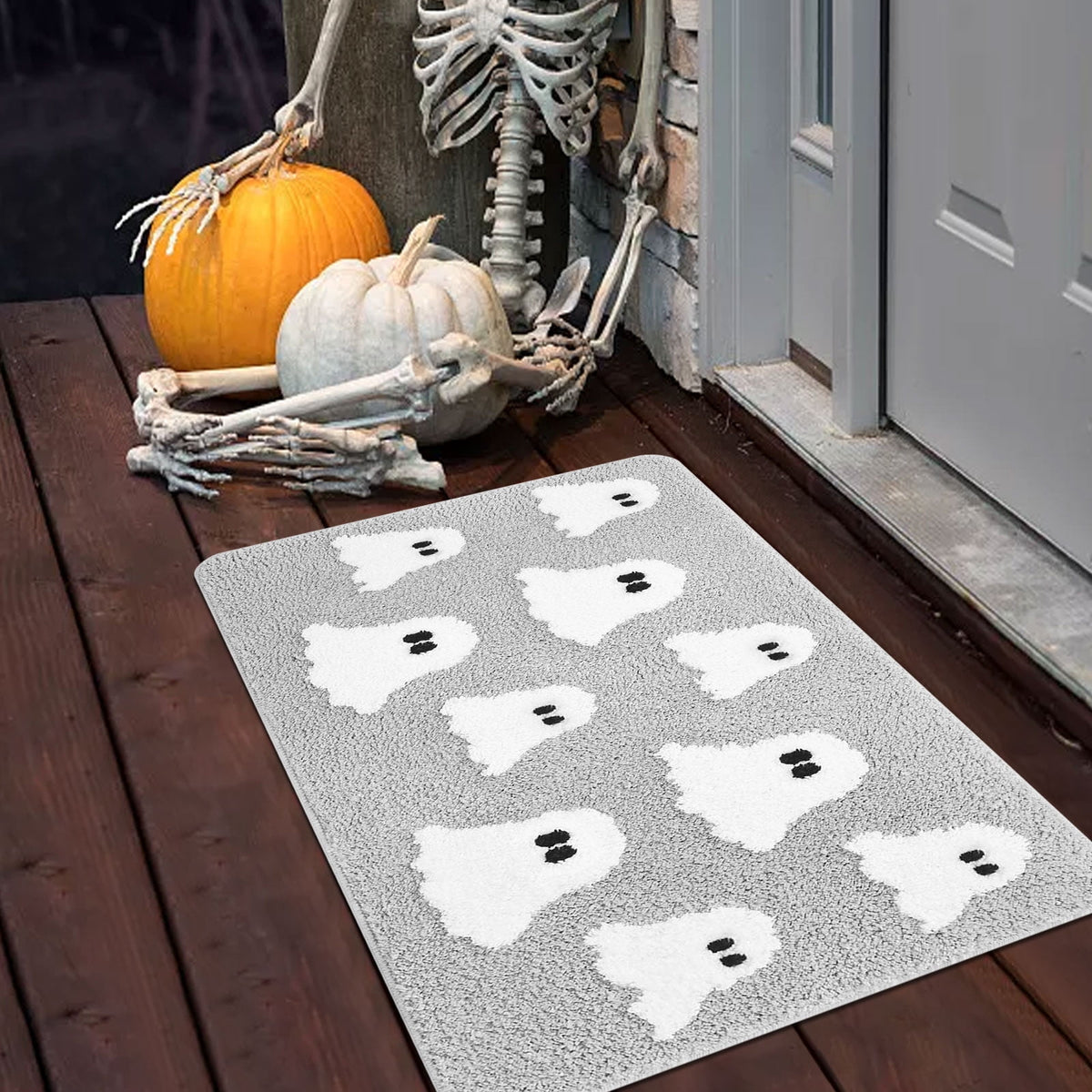 Konghyp Halloween Doormat Outdoor Welcome Mat, Unique Ghost Design, Quality Material for Holiday Decor, Indoor Outdoor Use, Festive Floor Mat for Halloween Party