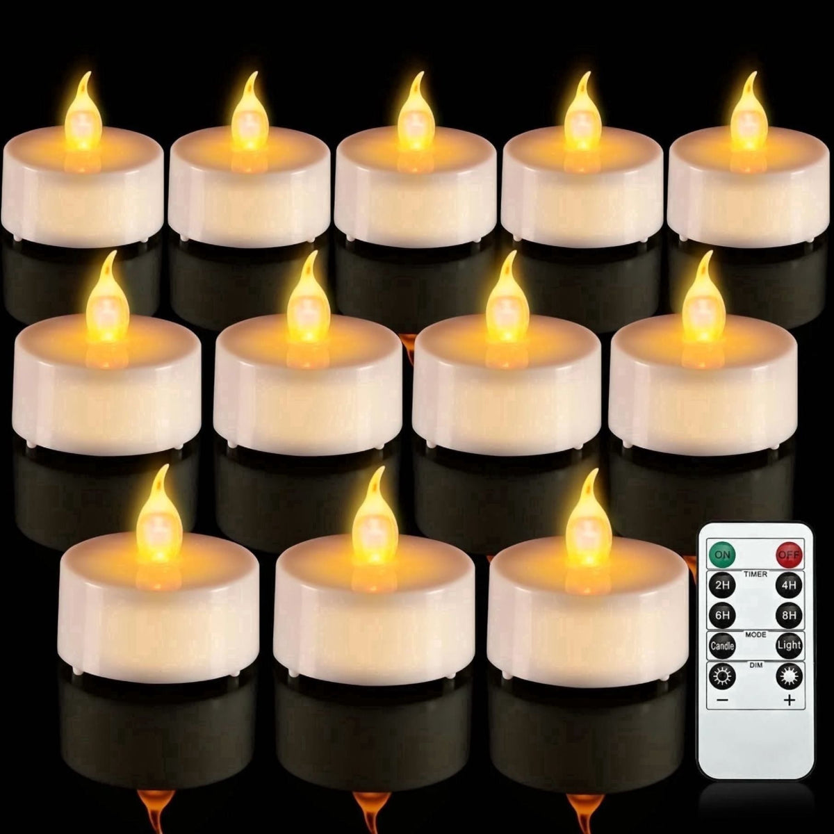 24PCS LED Tealight Candles with Remote Timer, Battery Operated Flameless Tea Light Candles, Fake Flickering Votive Candles for Home Centerpiece Table, Anniversary, Party, Halloween, Ramadan Decor
