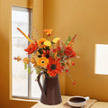 Light Up Sunflower Bouquet Decor - Battery Operated Floral Arrangement Halloween Thanksgiving Table Centerpiece Iron Vase Seasonal Home Gift(A-Not With Lame)