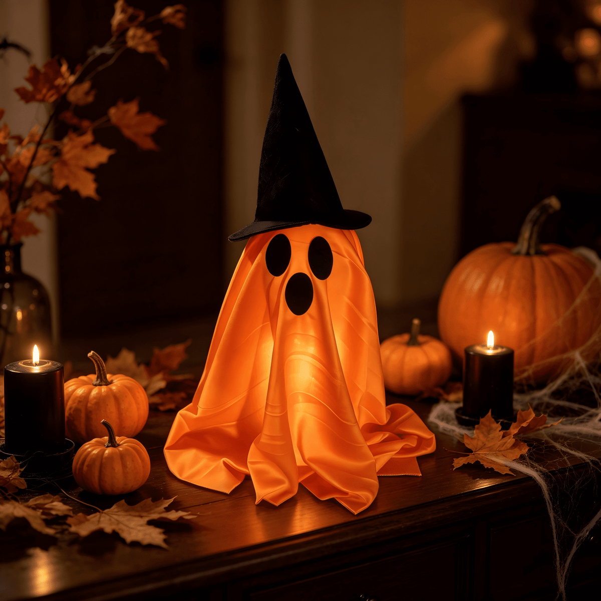 Halloween Decorations Indoor Light Up Ghosts with Bow, Easy to Assemble Light Up Spooky Ghosts Decoration Halloween Party Decorations for Porch Yard Mantel Home