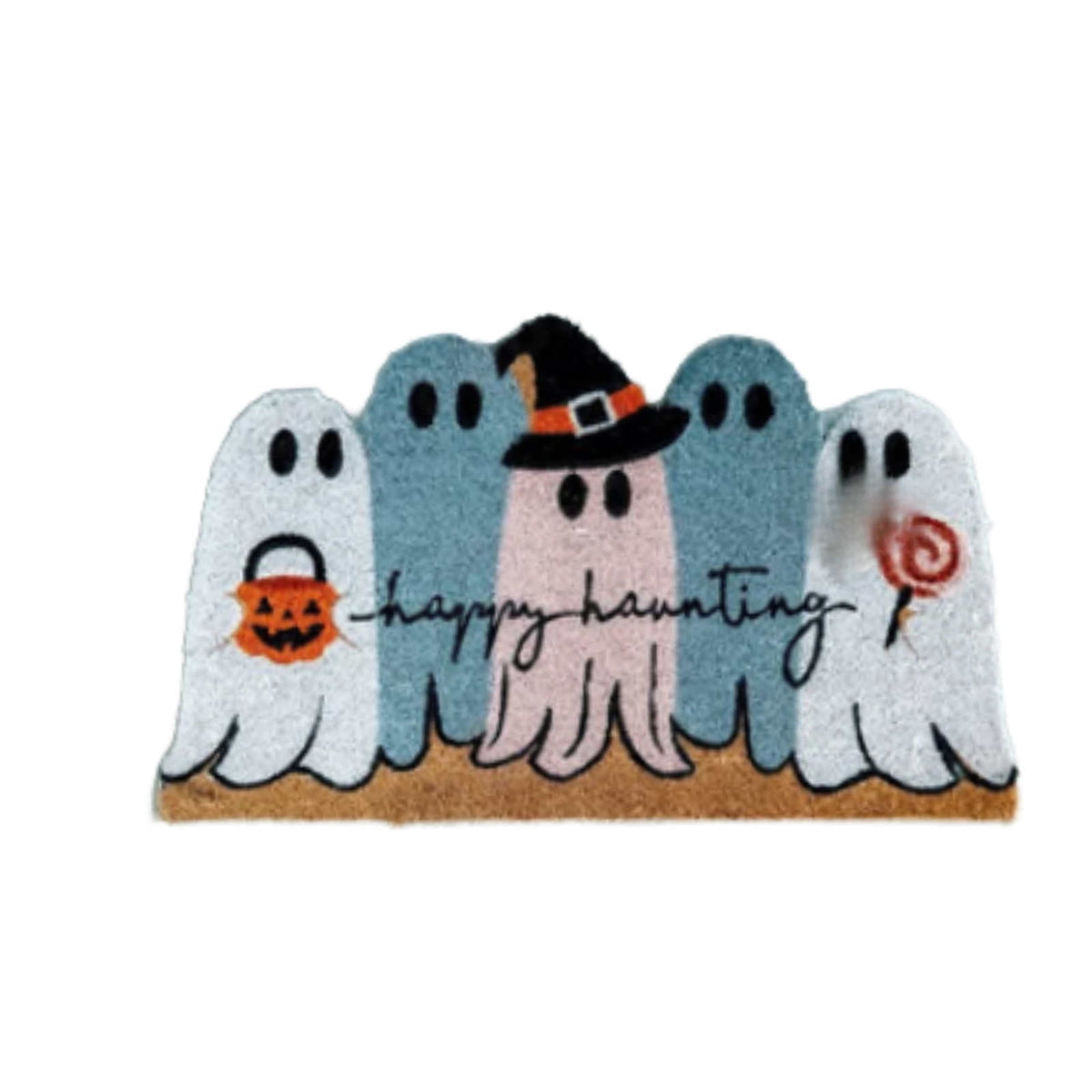 Lypsnake Patchwork Ghost Shaped Doormat,Vintage Stitched Fluffy Fabric Ghost Mat, Halloween Floor Carpet for Front Door Entrance Shower Room Fireplace Farmhouse Layout