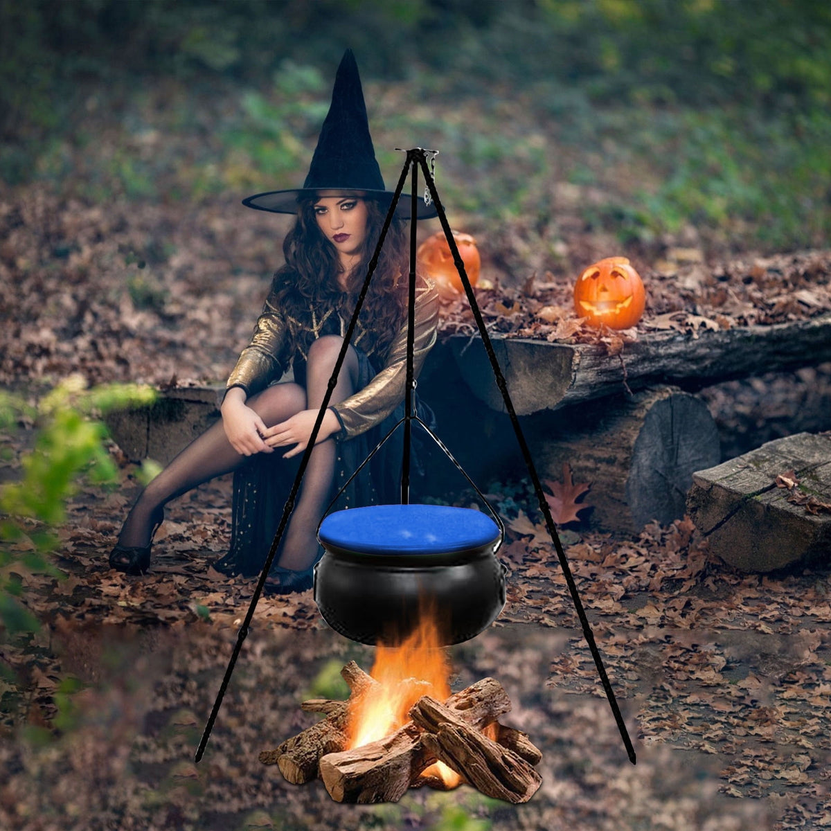 Muecwrye Halloween Decorations Outdoor, Halloween Clearance! Halloween Witches Cauldron on Tripod with Lights, DIY Bubbling Cauldron Set Decor for Home Porch Outside, Halloween Party Supplies