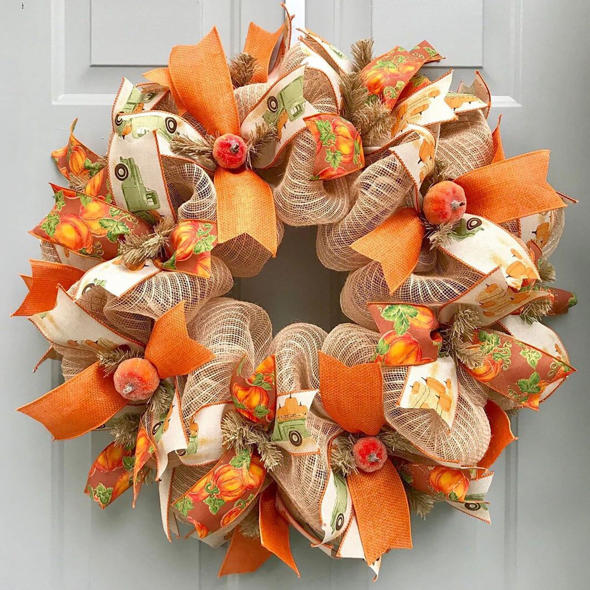 PPKVUFD Fall Decorations for Home - Fall Decor - 18 Inch Autumn Fairytale Pumpkin Foliage Maple Leaf Rose Wreath for Thanksgiving Halloween Farmhouse Harvest Front Door Outdoor Indoor Window Wall