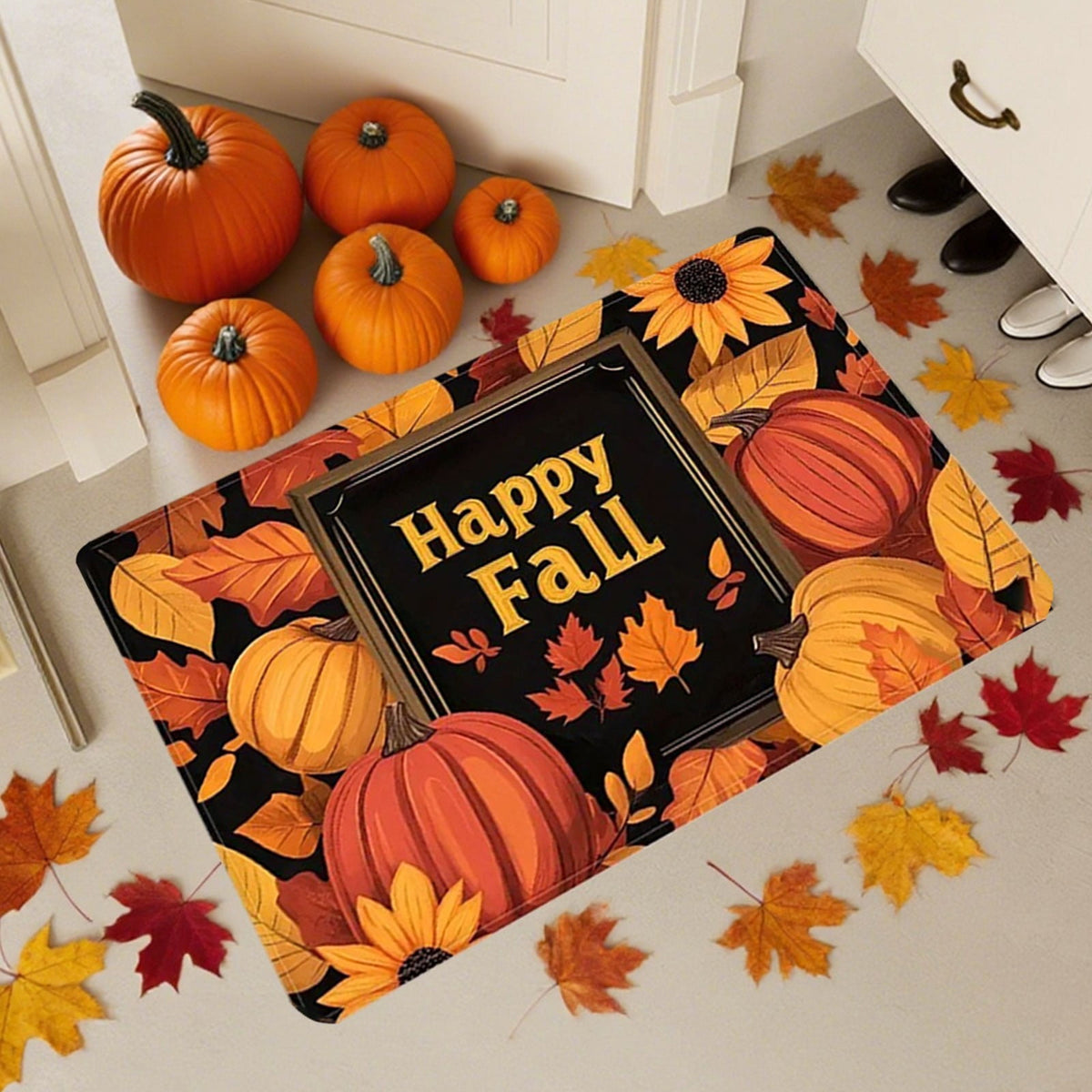 Non-Slip Fall Doormat - Absorbent Entrance Rug Waterproof Porch Mat Skid-Resistant Floor Protector Seasonal Home Decor Gift Idea(A)