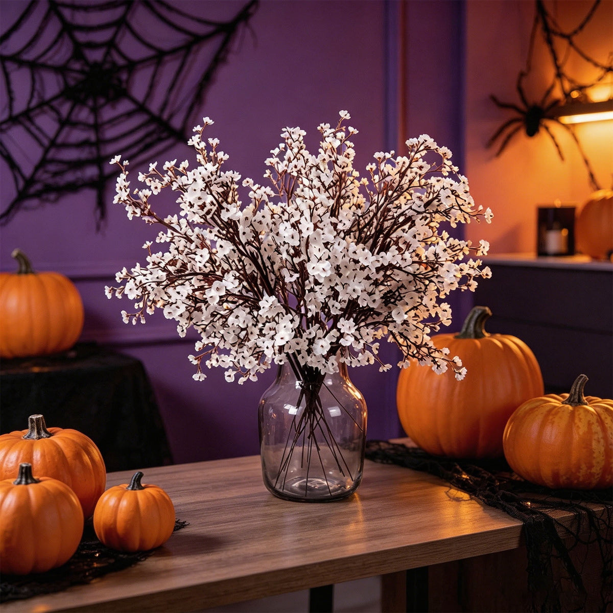 SCNOR 72 Inch Halloween Felt Garland with Ghost Pumpkin Witch Hat Spider Broom, Hanging Decor for Fireplace Mantel Wall