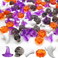 SINKOO Halloween Decor Vase Fillers, Mini Acrylic Skeleton Ghost Skull Witch Hats Pumpkin for Halloween DIY Crafts Home Table Scatters, About 110 pcs