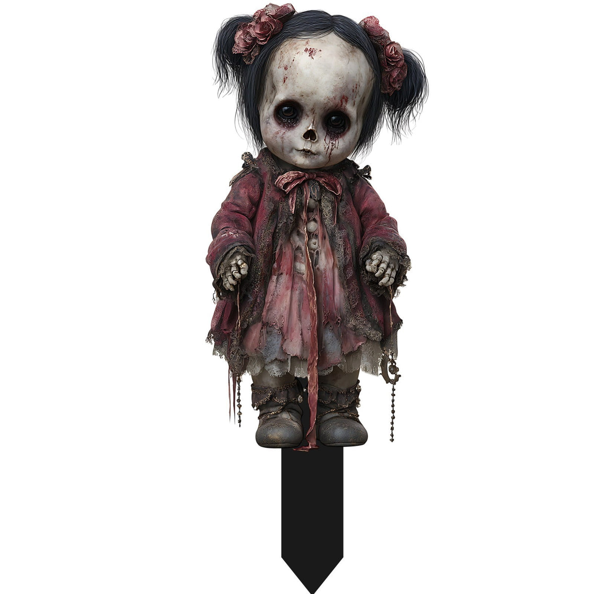 Pumpkin Head Scarecrow Zombie Halloween Decorations, Scary Outdoor Yard Lawn Graveyard Decor, Spooky Haunted House Themed 2D Yard Stake, 1 Pack