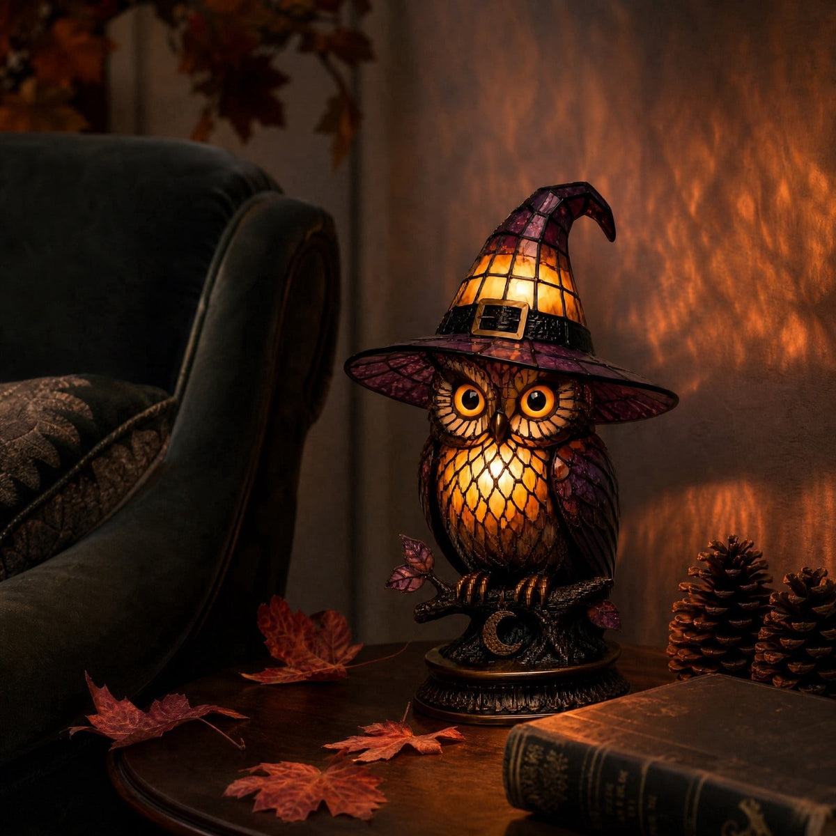 Sruoe Resin Owl Vintage Table Lamp, Decorative Animal Night Light for Bedroom Office Indoor Home Year Round Decor