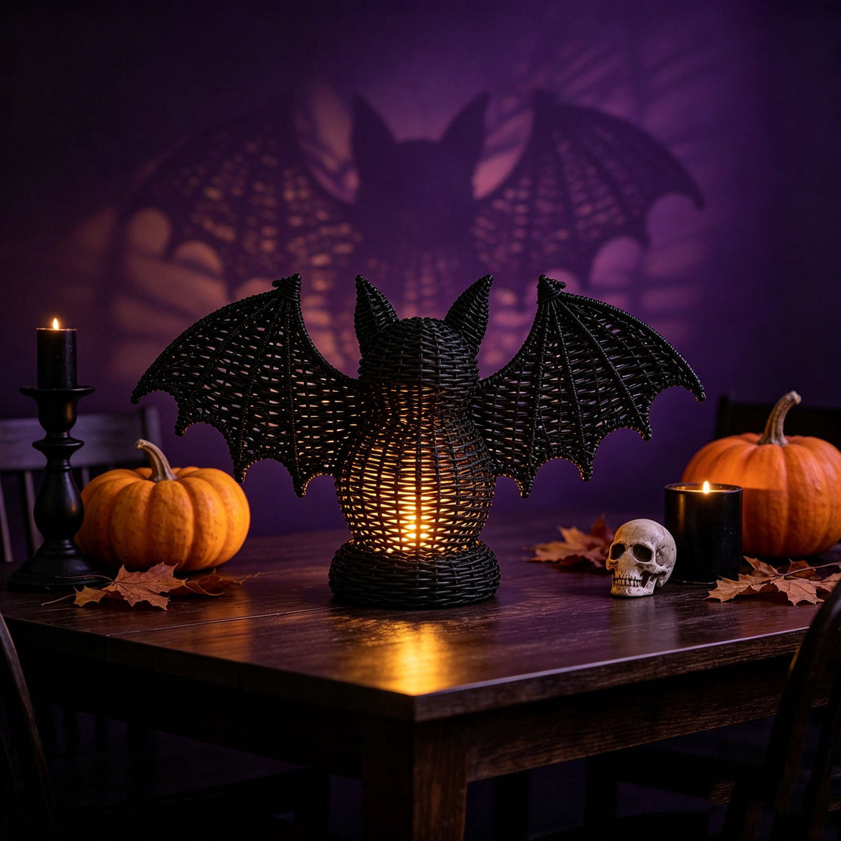 THOPBPRK 2026 Black Halloween Woven Pumpkin Jack-O'-Lantern, Halloween Decorations Pumpkin, USE LED Candle, Rattan Fall Halloween Decor for Home, 1Pack 11.8 Inch A