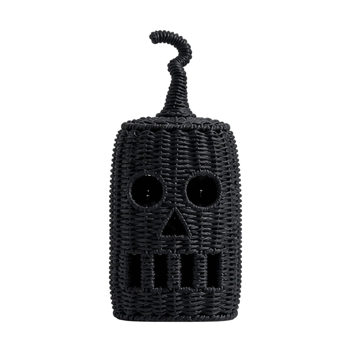 THOPBPRK 2026 Black Halloween Woven Pumpkin Jack-O'-Lantern, Halloween Decorations Pumpkin, USE LED Candle, Rattan Fall Halloween Decor for Home, 1Pack 11.8 Inch A