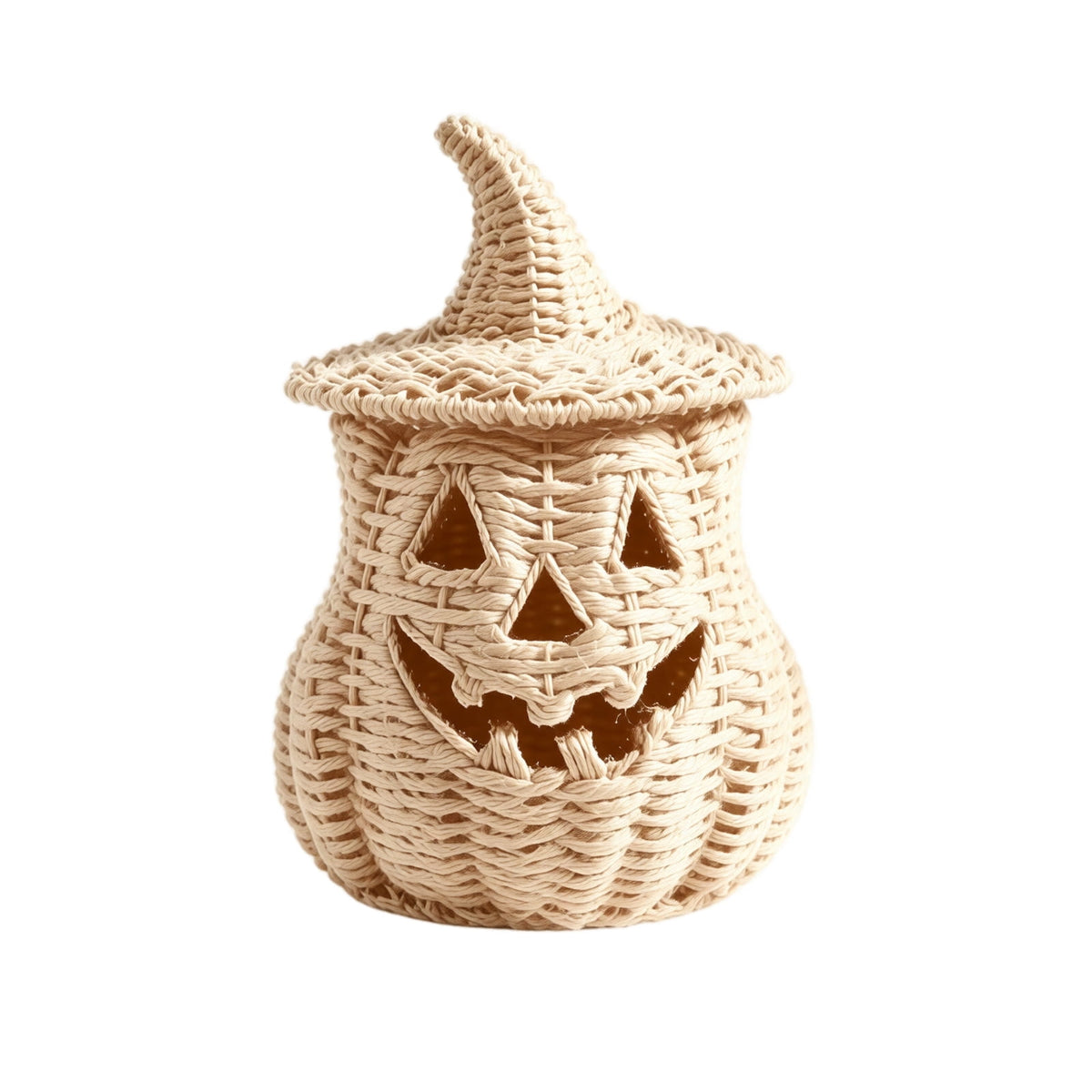 THOPBPRK 2026 Black Halloween Woven Pumpkin Jack-O'-Lantern, Halloween Decorations Pumpkin, USE LED Candle, Rattan Fall Halloween Decor for Home, 1Pack 11.8 Inch A