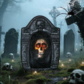 Toiyjofe 3.5ft Large Halloween Tombstone Decoration with LED Skull Eyes, Battery Powered Foldable Graveyard Decor for Lawn, Garden & Haunted House