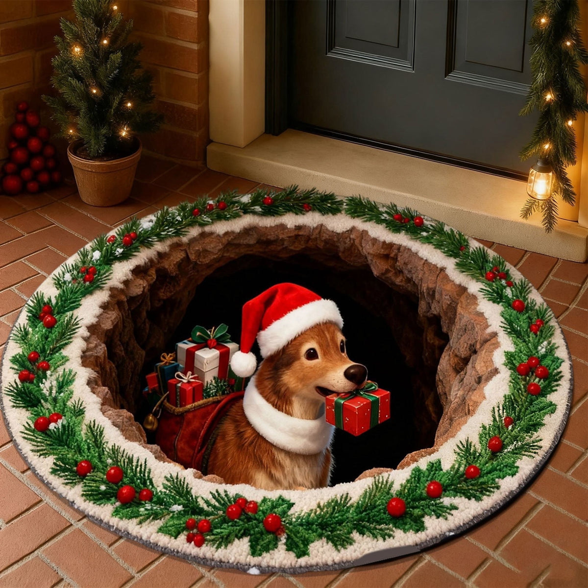 Tupukom Under 5 Dollars Christmas Welcome Doormat Front Door Mat Indoor Outdoor Entrance Floor Mats Non-Slip Washable Christmas Home Decor 16" x 24" Inch