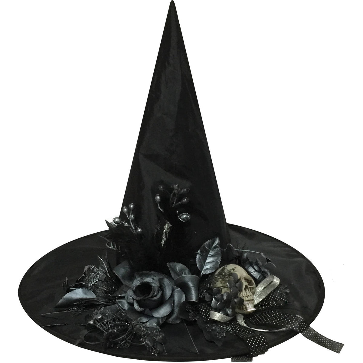 Witch Hat with Flower Adult Halloween Accessory