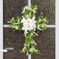 XEOVHV Easter Front Door Wreath Cross, 19.7 inch Easter Cross Wreath, Rustic Farmhouse Easter Decorations Sign Hanging Cross Wedding Floral Pastel Patio Summer Outside Decor