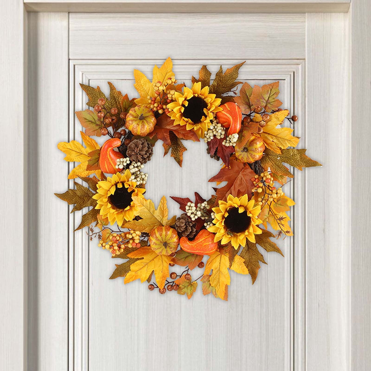 YIKA Halloween Decoration Fall Peony And Pumpkin Wreath Colorful Decorative Garland Home Decoration And Ornaments Suitable For Decoration In Multiple Scenarios F3Halloween Yard Decor