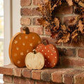 Yardvibe Set of 3 Wooden Pumpkin Decorations Tabletop Fall Centerpiece for Thanksgiving Halloween Mantel Shelf 6.7x6.7 in